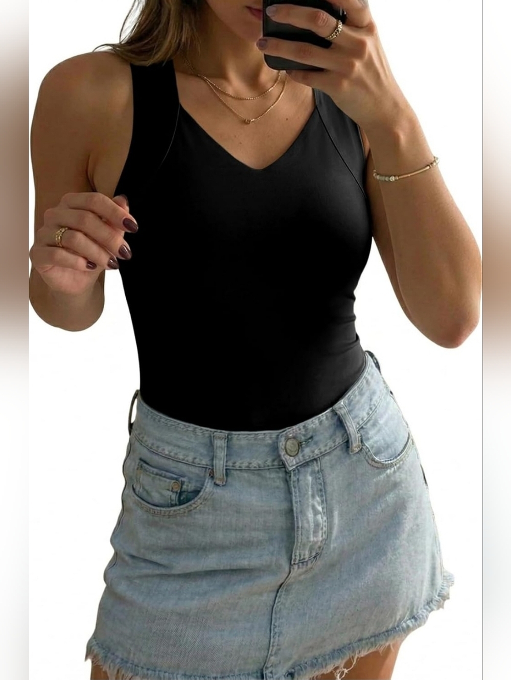 NWT Black Built-In Bra Double Layer Tank Top 2X Sleeveless  Stretch